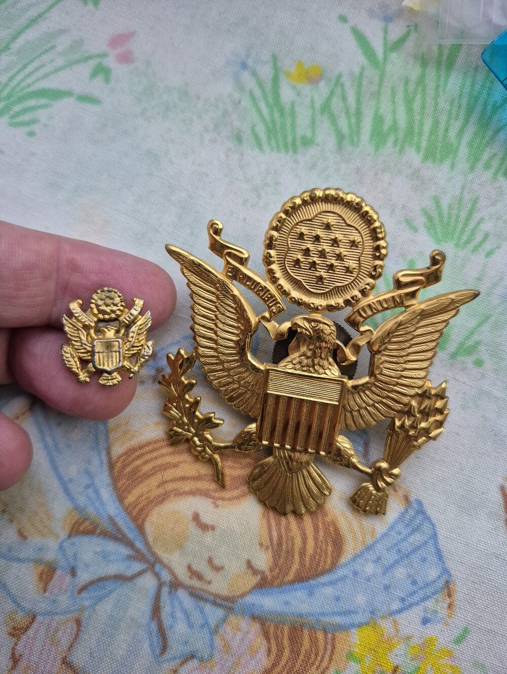 🌙Vintage US Army Officer Insignia + Lapel Pin Set WWII Style Great Seal Eag
